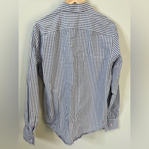 Untuckit Dunn Gray Checkered Long Sleeve Top Button Up Shirt Size Large - Picture 2 of 7